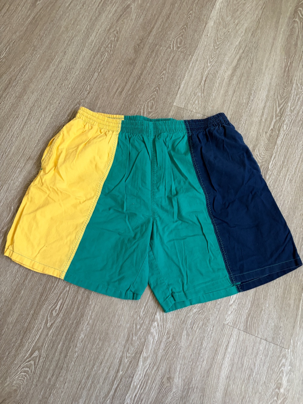 Element Men's Tri-Panel Swim Trunks in Yellow, Green & Navy